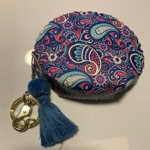Simply Southern Paisley Print Round Coin Purse with Tassel Gold Hardware EUC